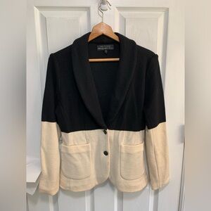 Rag & Bone Slade Wool Blazer Women's Medium Black Cream Button Front Unlined